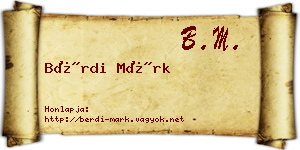 Bérdi Márk névjegykártya
